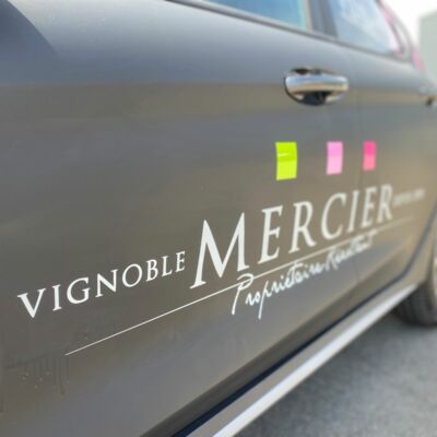 Flocage voiture noir mat Vignoble Mercier